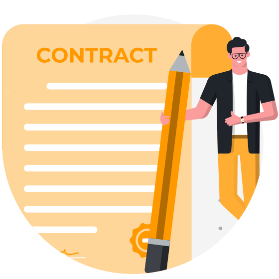 Man holding contract illustration